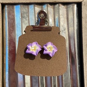 Purple and yellow flower earrings